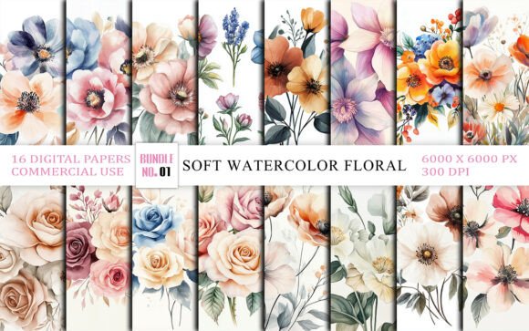 Download Soft Watercolor Floral Clipart Bundle - Clipart bundle Collection