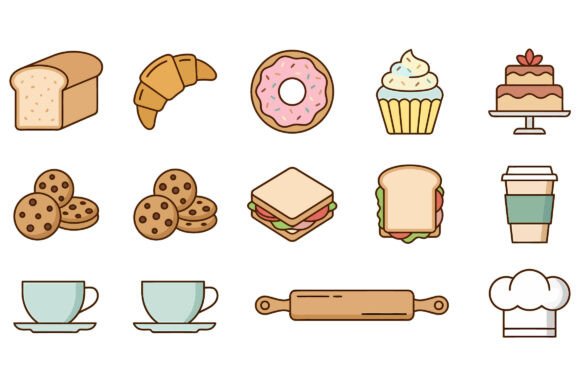 Download Bakery Food Icons Clipart Bundle - Clipart bundle Collection