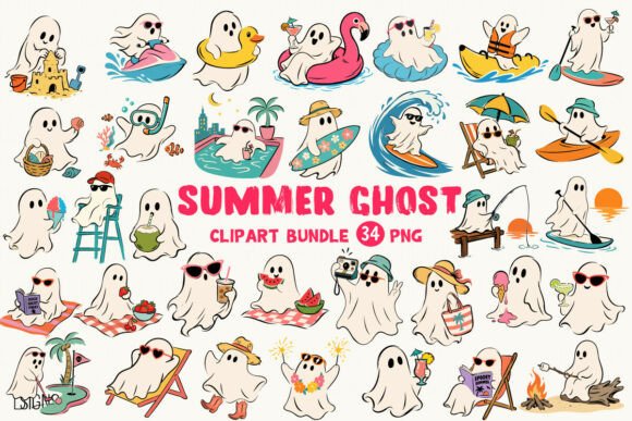Download Summer Ghost Halloween Clipart Bundle - Clipart bundle Collection