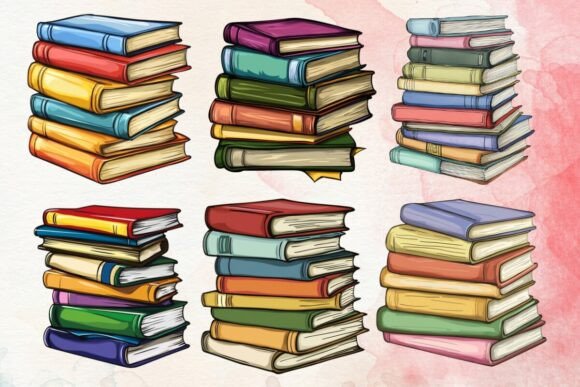 Download Cartoon Stack of Books Clipart Bundle - Clipart bundle Collection