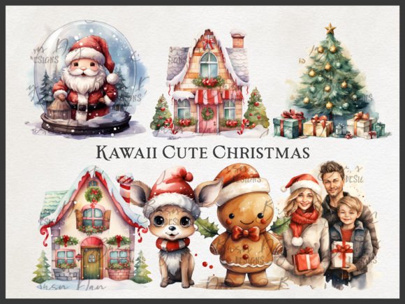 Download Kawaii Cute Christmas Clipart Bundle - Clipart bundle Collection