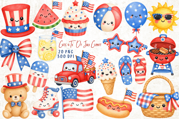 Download Cute 4th of July Clipart Bundle - Clipart bundle Collection