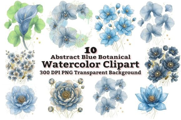 Download Abstract Blue Botanical Clipart Bundle - Clipart bundle Collection