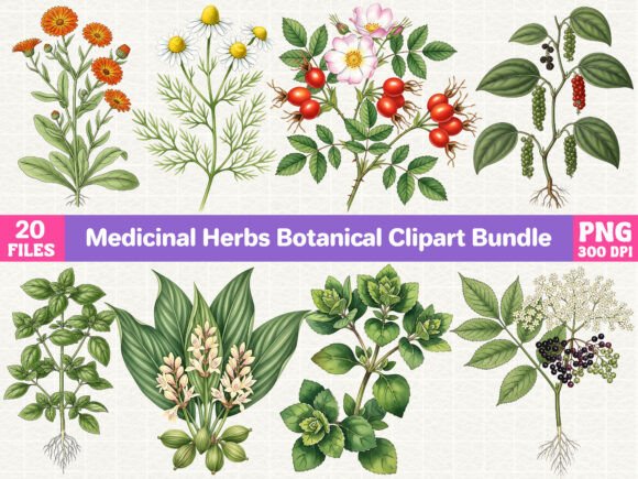 Download Medicinal Herbs Botanical Clipart Bundle - Clipart bundle Collection